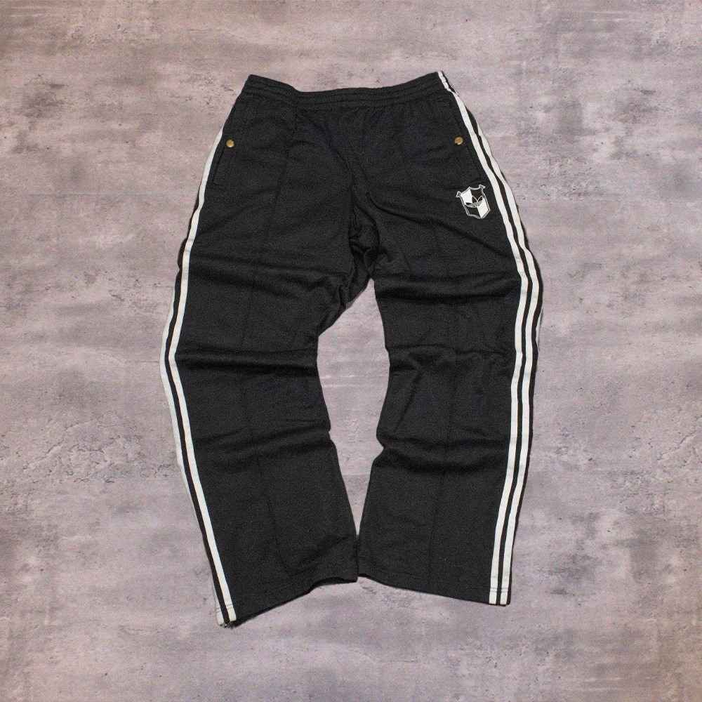 Y2K 00's Adidas 3 Stripped Baggy Relax Fit Wide Legged Parachute Black Pant's - Picture 2 of 7